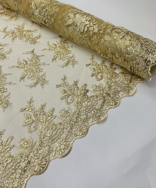 Gold Embroidered Bridal Lace
