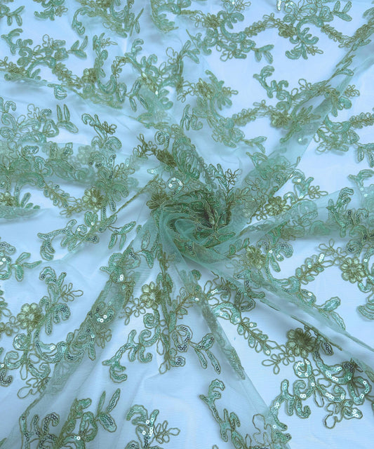 Sage Sequin Lace Fabric