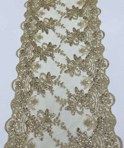 Champagne  Sequin Lace Fabric for Table Runner