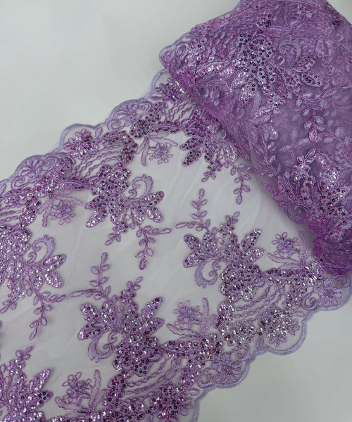 Lilac Sequin Lace Fabric for Table Runner